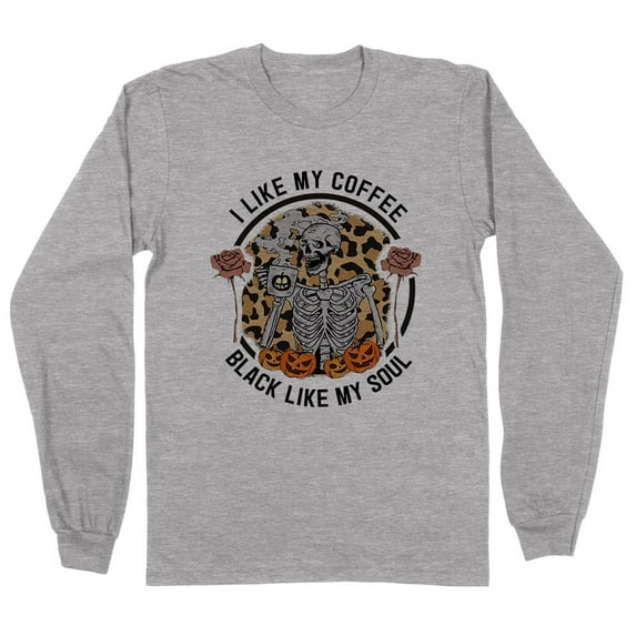 Coffee Black Like My Soul Long Sleeve Shirt Unisex Medium Grey