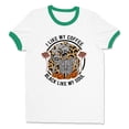 thumbnail image 1 of Coffee Black Like My Soul Ringer Tee Shirt Unisex Large White/Kelly Green, 1 of 5