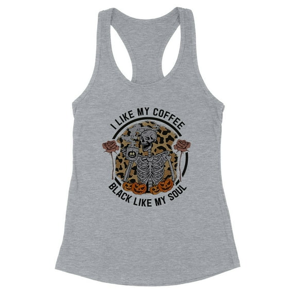 Coffee Black Like My Soul Tank Top Fitted Racerback Women's 2X-Large Heather Grey