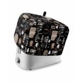 thumbnail image 1 of Coffee Black Toaster Cover 4 Slice, Large Kitchen Appliance Covers, Brown Beans Cup Dessert Drink Monochrome Toaster Oven Cover with Loop, Bread Machine Cover Polyester Dust Cover Protection, 1 of 4