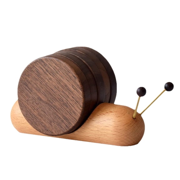 Coffee Black Walnut Wood Snail Shape Stress Relieving Coaster Funny Coaster For Adults Cool Coaster Coffee