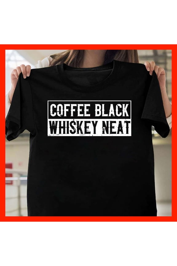 Coffee Black Whiskey Neat Hoodie - Minimalist Drink Lover Gift - Funny Coffee Whiskey Apparel G080, Softstyle for Unisex, Extended Sizes Up to 5XL