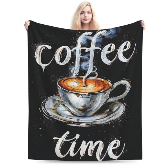 Coffee Blanket Cafe Decor Super Soft Fleece Throw Blanket 50x40