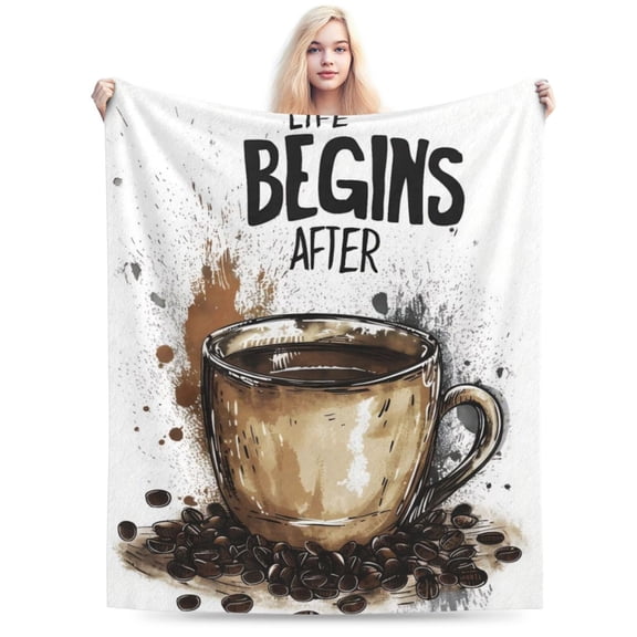 Coffee Blanket Cafe Decor Super Soft Fleece Throw Blanket 80x60