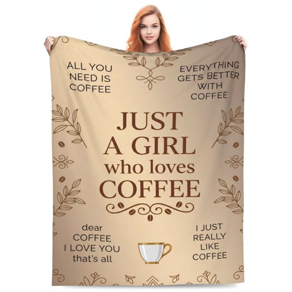 Coffee Blanket, Flannel Elegant Coffee Cup Pattern, All Season Throw, Soft Warm Cozy Plush Blanket 50x40