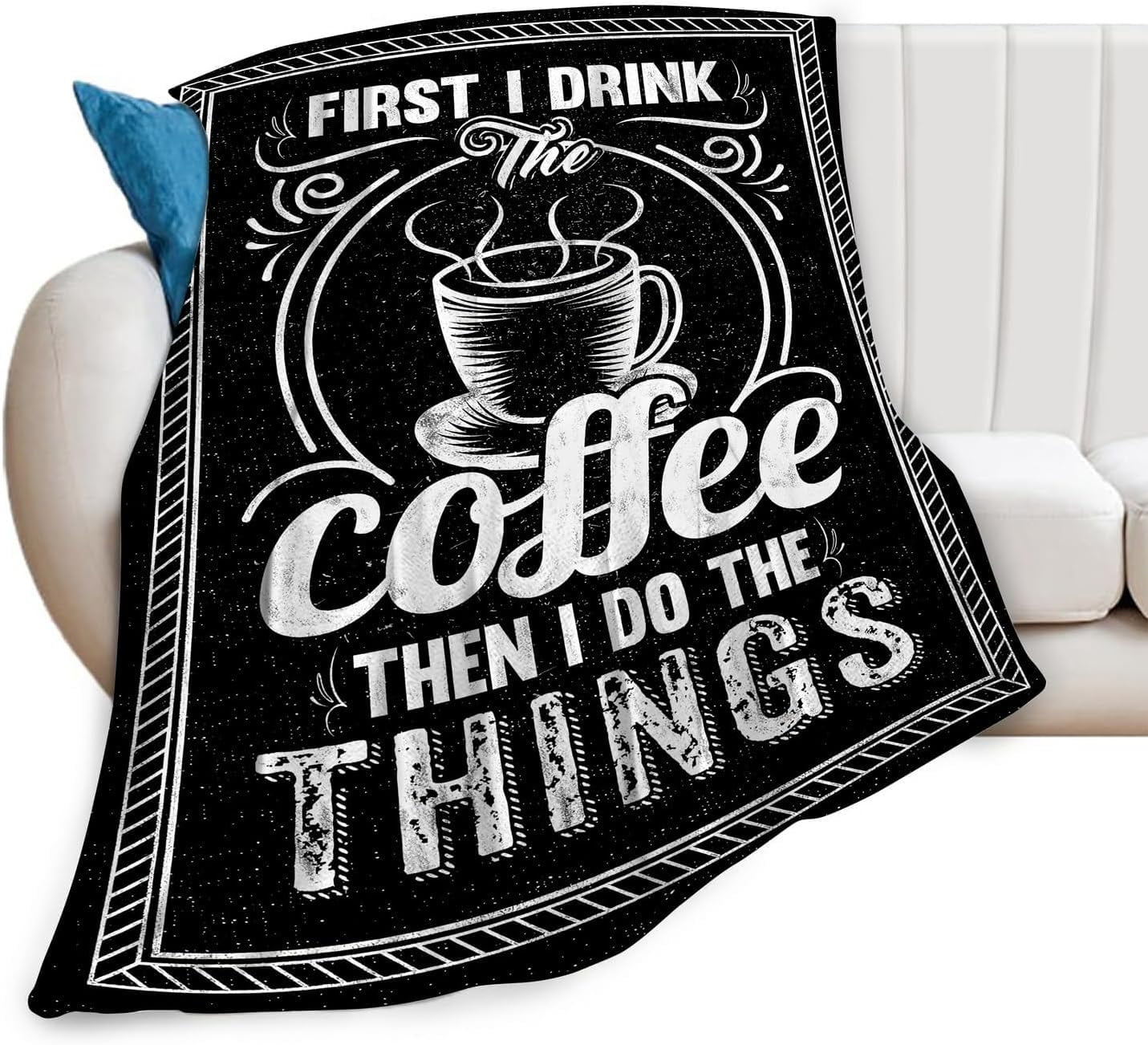 Coffee Blanket Gifts for Girls Boys Soft Warm Plush Coffee Cafe Throw Blanket Flannel Fleece Fuzzy Coffee Blanket for Kids Lover Bed Couch Living Room Decor 80"X60"