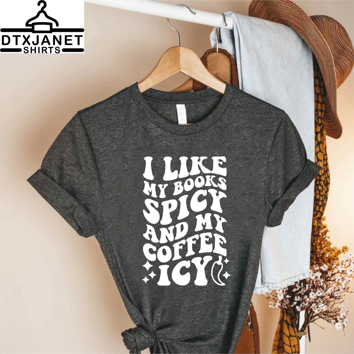 Women's "I Like My Books And My Coffee" V-Neck T-Shirt - Book Lover, Teacher, Librarian Graphic Tee