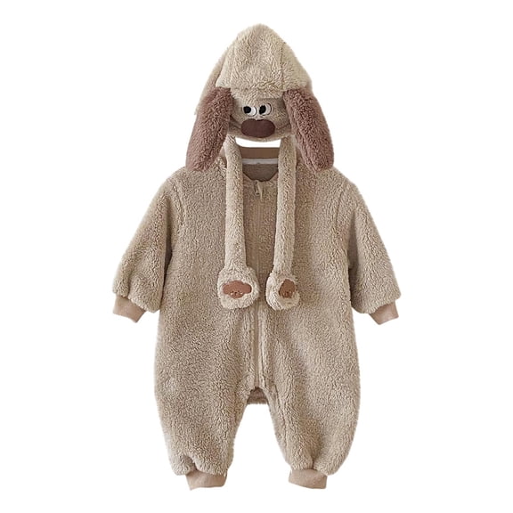 Coffee Boy Girl Kids Girl Boy Long Sleeve Coveralls Shape Wear Body Shapers Hood Outfits One Piece for Kid Brunch Kawaii Animal Thermal Fuzzy Hooded Winter Fall Shape Wear 2025 6 Months
