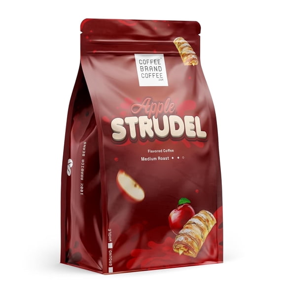 Coffee Brand Coffee Apple Strudel Medium Roast 100% Arabica Flavored Ground | Rich Aroma Bold Spice Flavor with Hint Sweetness | 12 oz