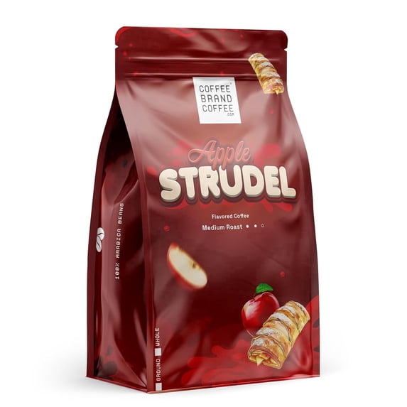 Coffee Brand Coffee Apple Strudel Medium Roast 100% Arabica Flavored Whole Bean | Rich Aroma Bold Spice Flavor with Hint of Sweetness | 12 oz