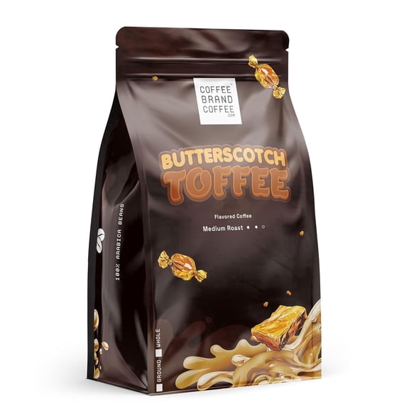 Coffee Brand Coffee Butterscotch Toffee Medium Roast Arabica Flavored Whole Bean, Rich Aroma & Balanced Taste, 12 oz