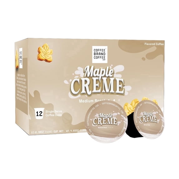 Coffee Brand Coffee Maple Creme K-Cups | Medium Roast Arabica Flavored, Compatible with All K-Cup Brewers | 12 pack