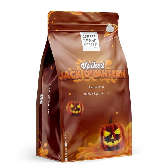 Coffee Brand Coffee Spiked Jack-o'-Lantern Medium Roast Arabica Flavored Ground | Rich Aroma, Bold Spice Flavor with Hint of Sweetness | 12 oz