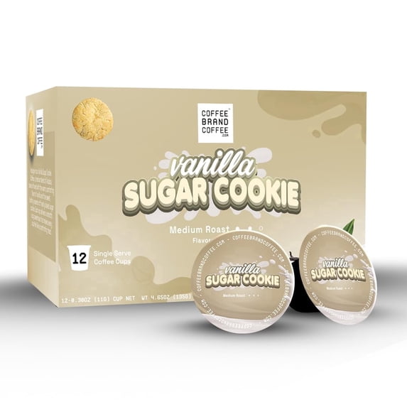 Coffee Brand Coffee Vanilla Sugar Cookie K-Cups | Medium Roast Arabica Flavored Coffee, Compatible with All K-Cup Brewers | 12 pack