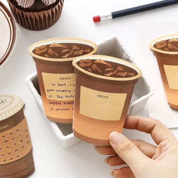 Coffee Bread Shaped Die Cut Sticky Notes, Moderate Adhesive Ink Resistant Paper Portable Multi Style Food Themed Memo Sheets, Decorative Notepads For Journal Planner Office Student Daily Reminder