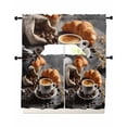 thumbnail image 1 of Coffee Bread Swag Valance for Window, 3 Piece Modern Hot Coffee Cup Croissant Light Filtering Swag Curtain Rod Pocket Kitchen Curtain Valance for Bedroom 3 Piece, 1 of 6