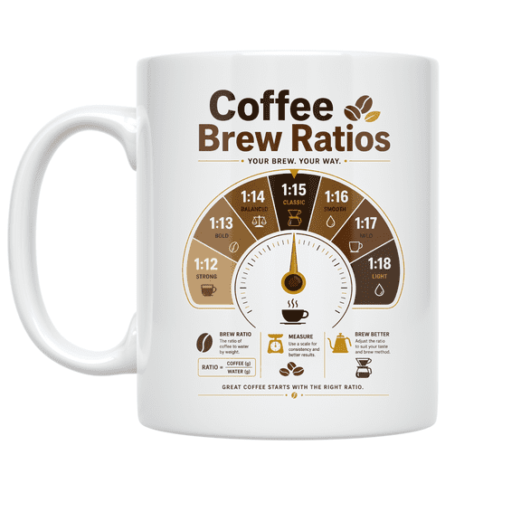 Coffee Brew Ratios Design - Coffee Enthusiast - 11 oz Ceramic Coffee Mug