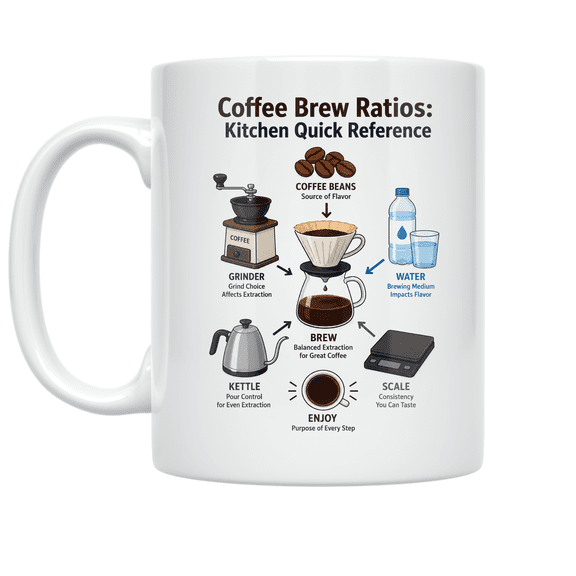 Coffee Brew Ratios Kitchen Reference - Home Barista - 11 oz Ceramic Coffee Mug
