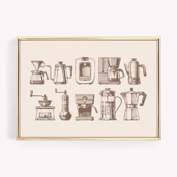 Coffee Brewing Bar Wall Decor Art Poster, Unframed Paper Poster 8x10in
