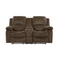 thumbnail image 1 of Coffee Brown Chenille Fabric Reclining Loveseat with Center Console and Cup Holders, 1 of 2