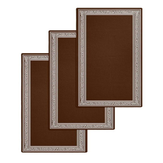 Coffee Brown Greek Key Hand Towels Set,Waffle Weave Kitchen Towels 3PCS,Geometric Greece Ancient Farmhouse Geo Microfiber Face Bath Tea Towel Absorbent Quick Drying Cleaning Dish Cloths,15.7"x23.6"