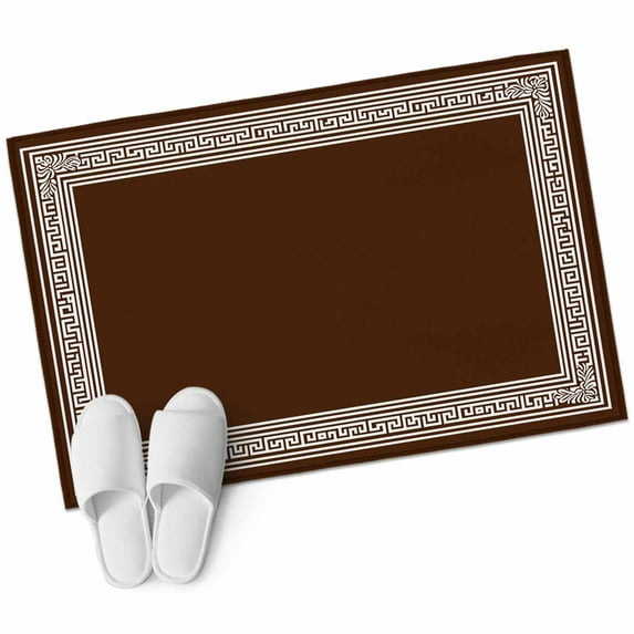 Coffee Brown Greek Key Large Area Rugs for Bedroom Living Room, Soft Non Slip Carpet Bedside Rug, Geometric Greece Ancient Farmhouse Geo Rectangular Floor Cover Kitchen Accent Rug 2'x3' for Office