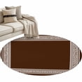 thumbnail image 1 of Coffee Brown Greek Key Large Area Rugs for Bedroom Living Room, Soft Non Slip Carpet Bedside Rug, Geometric Greece Ancient Farmhouse Geo Round Floor Cover Kitchen Accent Rug 4' for Dining Room/Office, 1 of 9