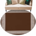 thumbnail image 1 of Coffee Brown Greek Key Large Area Rugs for Bedroom Living Room, Soft Non Slip Carpet Bedside Rug, Geometric Greece Ancient Farmhouse Geo Round Floor Cover Kitchen Accent Rug 8' for Dining Room/Office, 1 of 9