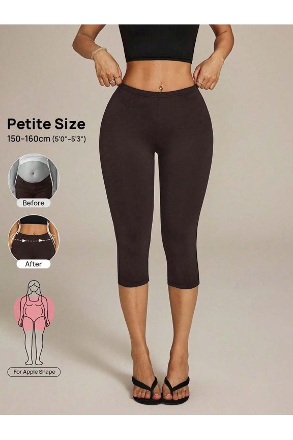 Coffee Brown High Waisted Capri Pants For Petite Shape