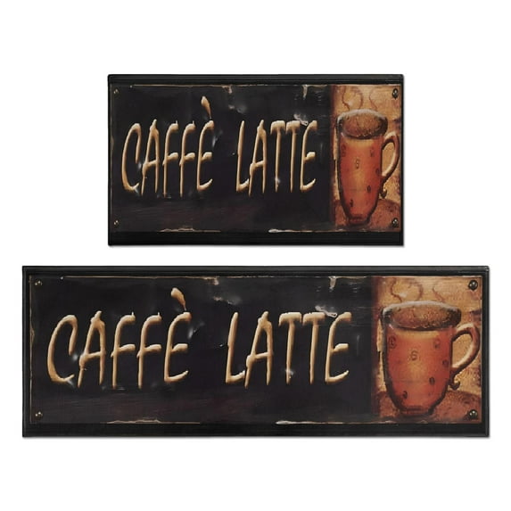 Coffee Brown Pattern Kitchen Mat Set Of 2,Kitchen Rugs Mats with Dirty Resistance,washable,non Skid,kitchen Mats 17.7x24+17.7x48inch