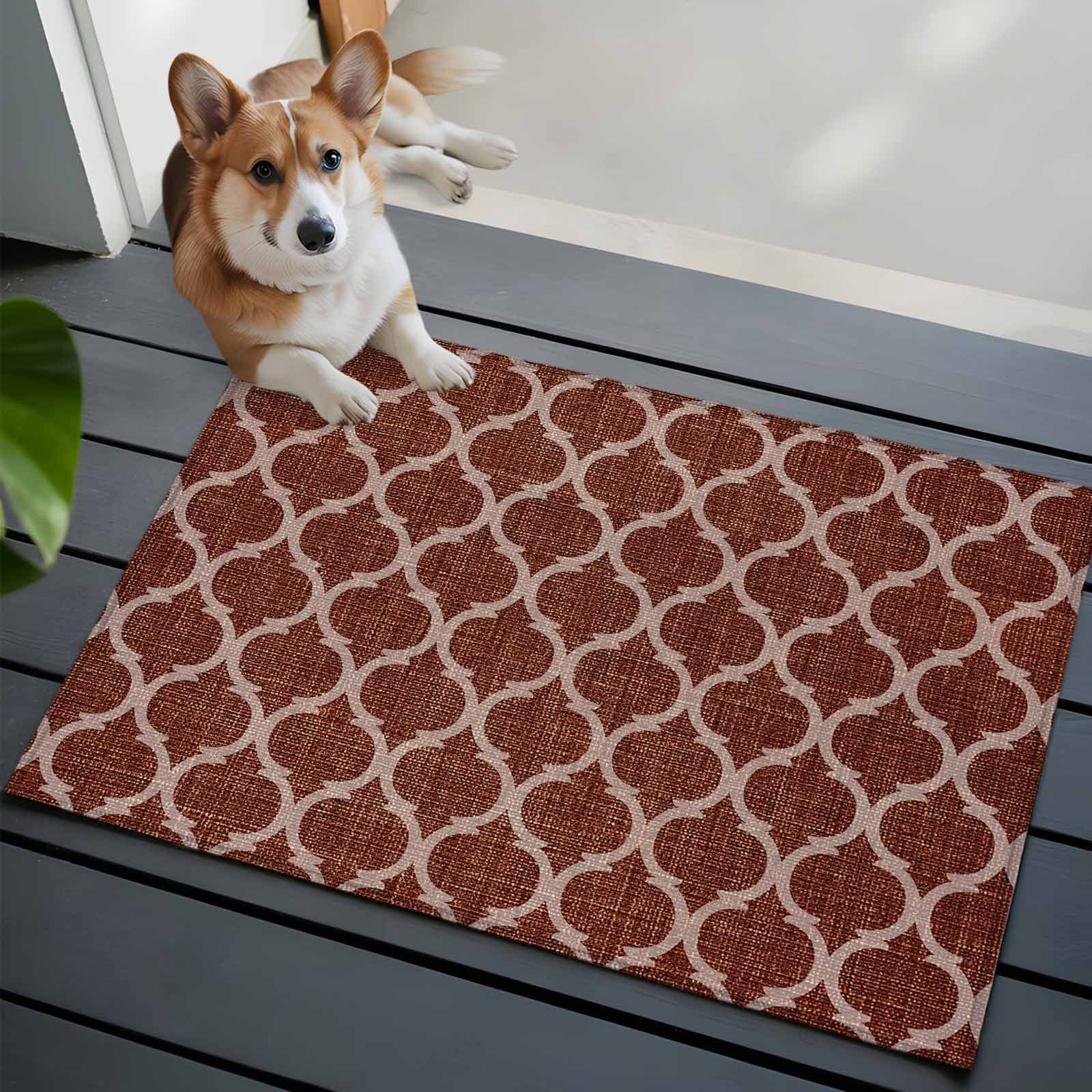 Two Rug Front Rug Coffee Brown Plaid Front Door Rugs 2x3 ft Retro Country Moroccan ...