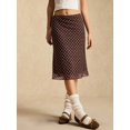thumbnail image 1 of Coffee Brown Polka Dot Mesh Midi Skirt, Wrap Style, Casual Retro, 1 of 7