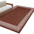 thumbnail image 1 of Coffee Brown Retro Greek Key Large Area Rugs for Bedroom Living Room, Non Slip Carpet Bedside Rug, Geometric Greece Ancient Farmhouse Rectangular Floor Cover Kitchen Accent Rug 2.7'x5' for Office, 1 of 9