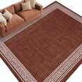 thumbnail image 1 of Coffee Brown Retro Greek Key Large Area Rugs for Bedroom Living Room, Soft Non Slip Carpet Bedside Rug, Geometric Greece Ancient Farmhouse Rectangular Floor Cover Kitchen Accent Rug 6'x9' for Office, 1 of 9