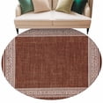 thumbnail image 1 of Coffee Brown Retro Greek Key Large Area Rugs for Bedroom Living Room, Soft Non Slip Carpet Bedside Rug, Geometric Greece Ancient Farmhouse Round Floor Cover Kitchen Accent Rug 6' for Office, 1 of 9