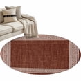 thumbnail image 1 of Coffee Brown Retro Greek Key Large Area Rugs for Bedroom Living Room, Soft Non Slip Carpet Bedside Rug, Geometric Greece Ancient Farmhouse Round Floor Cover Kitchen Accent Rug 3' for Office, 1 of 9