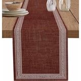 Coffee Brown Retro Greek Key Short Table Runners 48 Inches, Cotton ...
