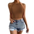 thumbnail image 1 of Coffee Brown Sexy Plain Backless Cami Women's Tank Tops Camis, 1 of 5