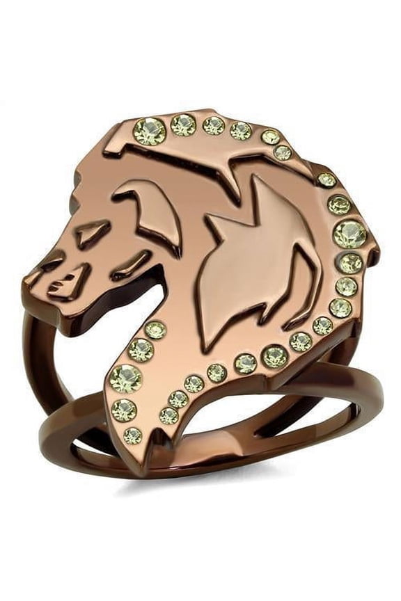 Coffee Brown Wolf Ring Anillo Cafe Para Hombre Mujer 316L Stainless Steel with Top Grade Crystal in Citrine Yellow Alatri