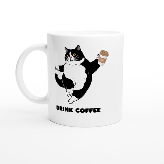 Coffee C1At White 11oz Ceramic Mug Funny C1At Lover Coffee Cup Cute Black and White C1At Gift for Pet Owners F11RIENDS or Coworkers