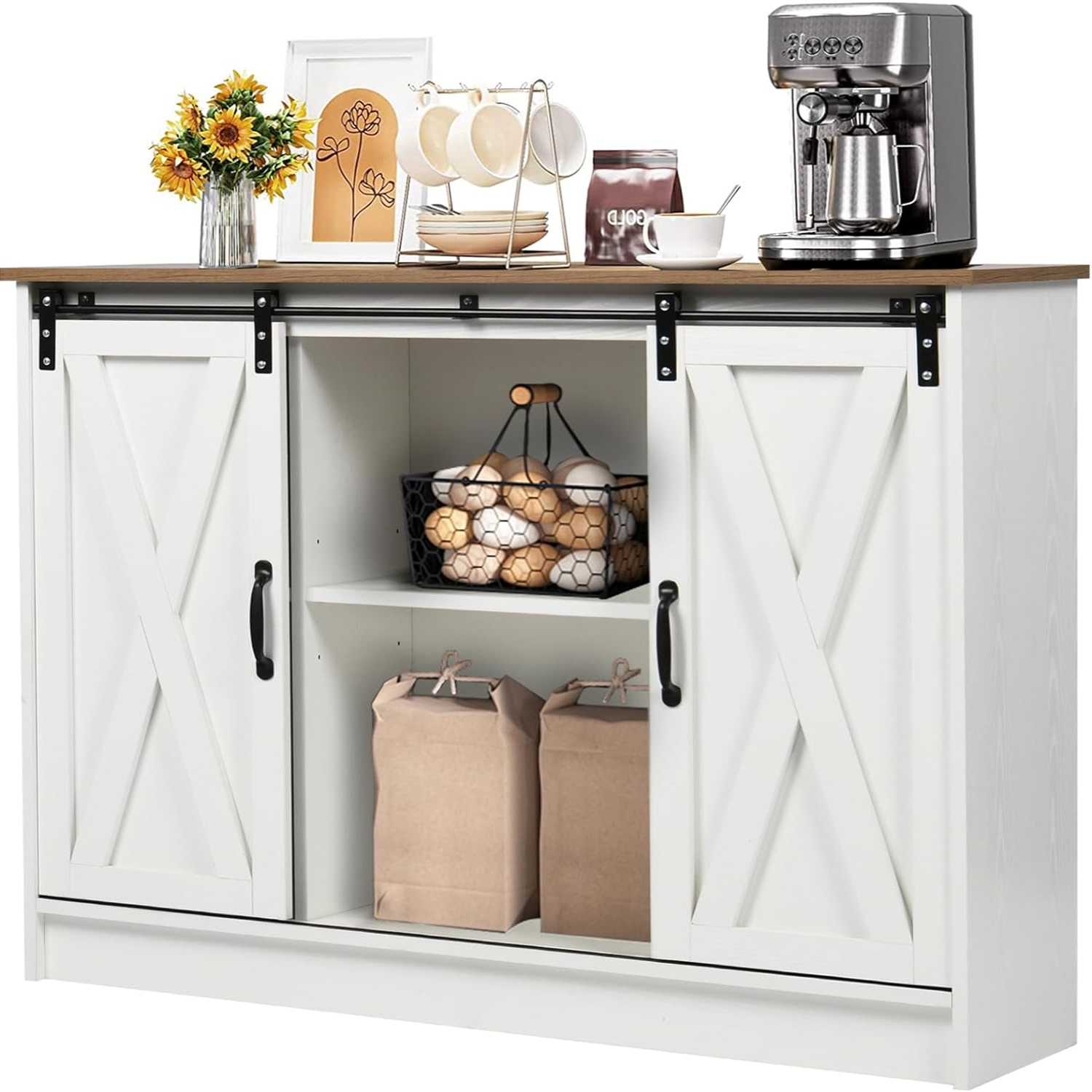 Coffee with 42\u201D Sideboard Buffet with Sliding Barn