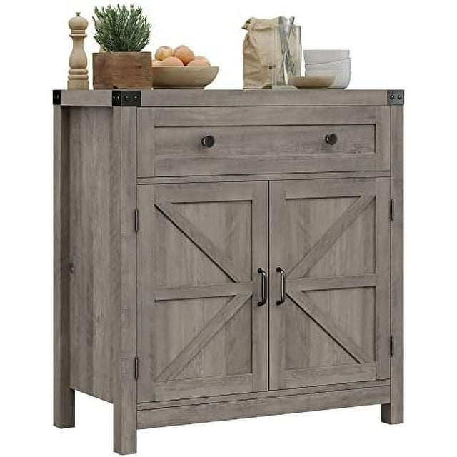 Coffee Modern Farmhouse Buffet Sideboard with Drawer and