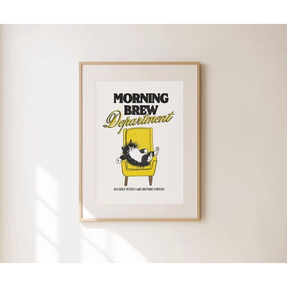Coffee Cafe Barista Cat Coffee Bar Sign Gallery Wall Art Unframed Paper Print