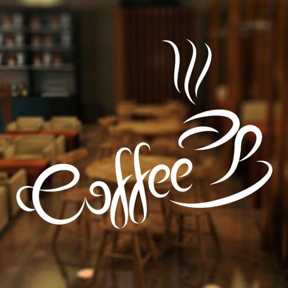 Coffee Cafe Shop Window Sticker Vinyl Interior Home Decoration Kitchen Restaurant Wall Decals Removable Mural Wallpaper 77X57cm