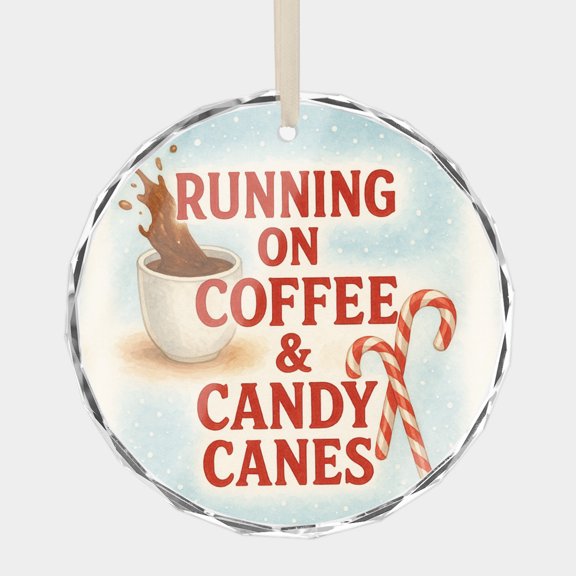 Coffee Caffeine & Candy Lovers Quote Phrase Expression3" Crystal Glass Christmas Ornament Message Greeting, Wish, Thank You, or Congratulations Keepsake Gift