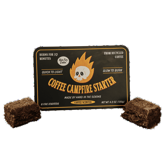 Coffee Campfire Starter - 8-Pack Natural Fire Starter Made From Recycled Coffee For Camping Fireplaces and Grilling