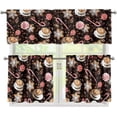 thumbnail image 1 of Coffee and Cane Candy Kitchen Curtain Valance and Tiers Set of 3 Coffee Theme Farmhouse 24 Inch Length Tier Curtains Kitchen Decor Blackout Drape Window Curtain,Size S, 1 of 4
