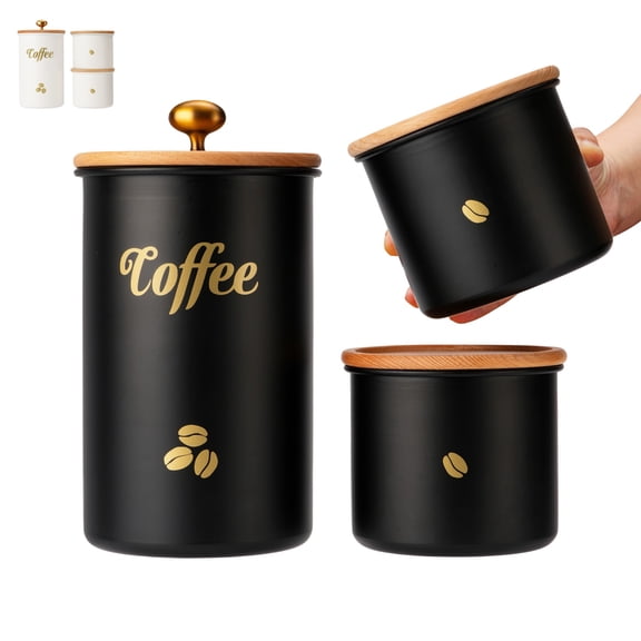 Coffee Canister, 3 pack Large Airtight Coffee Bean Storage Container, Café Grounds Container, Cafe Jar Cafe Holder, Food Storage Container for Flour, Sugar, Tea