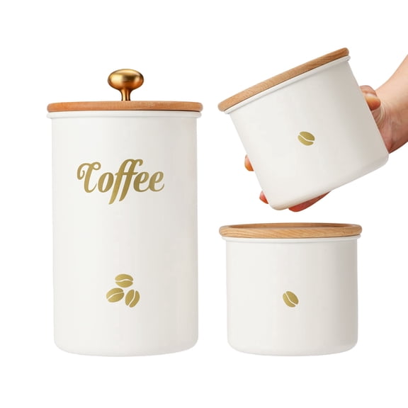Coffee Canister, 3 pack Large Airtight Coffee Bean Storage Container, Café Grounds Container, Cafe Jar Cafe Holder, Food Storage Container for Flour, Sugar, Tea