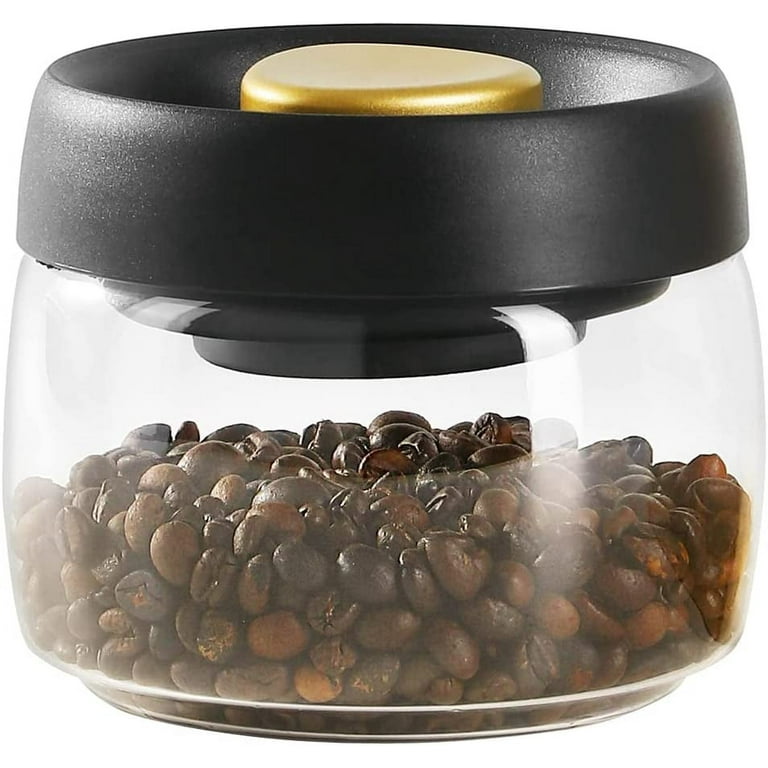 Coffee Canister Airtight Coffee Container 13OZ, Kitchen Food Storage  Containers for Sugar, Plastic Coffee Jar for Ground Coffee (Round Black) 